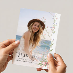 Carte Postale Faire-part de remise de diplômes avec photo et nœu