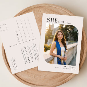 Carte Postale Faire-part de remise de diplômes moderne avec coll