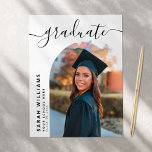 Carte Postale Faire-part de remise de diplômes moderne écriture<br><div class="desc">Carte postale de faire-part de remise de diplômes moderne écriture élégante</div>