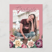 Carte Postale Faire-part de Remise des Diplômes Bohème Floral Ro (Devant)