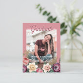 Carte Postale Faire-part de Remise des Diplômes Bohème Floral Ro (Debout devant)