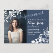 Carte Postale Faire-part de report gris bleu (Devant)