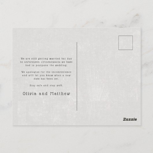 Carte Postale Faire-part de report Mariage photo (Dos)