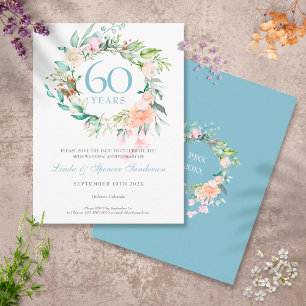 Carte Postale Faire part de roses de verdure pour les 60 ans