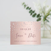 Carte Postale faire-part de sauvegarde diamants or rose pour 100 (Debout devant)