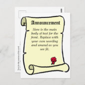 Carte Postale Faire-part de style défilement de parchemin (Devant / Derrière)