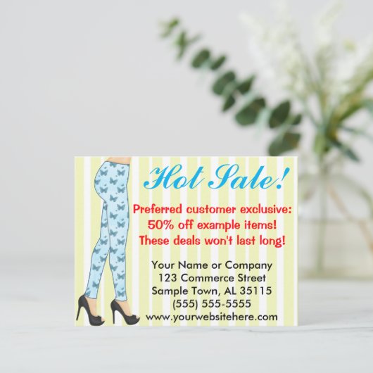 Carte Postale Faire-part de vente de marques de mode (Debout devant)