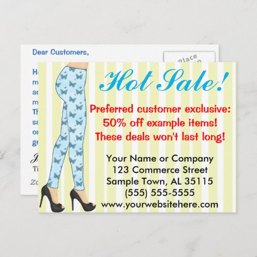 Carte Postale Faire-part de vente de marques de mode (Devant / Derrière)