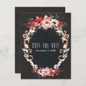 Carte Postale Faire-part Décembre Mariage d'hiver Holly Berry Enregistrer l (Devant / Derrière)