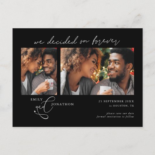 Carte Postale Faire-part Décidé sur Forever 2 photo Black White Save Date (Devant)