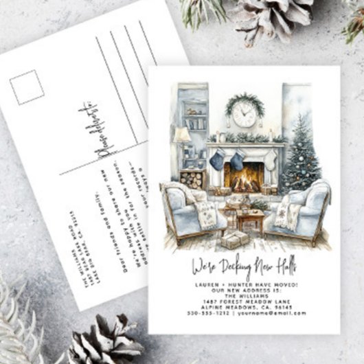 Carte Postale Faire-part Deck New Halls Elégant Aquarelle vacances