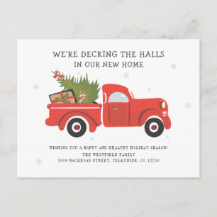 Carte Postale Faire-part Deck Nouvelles Halls Camion Rouge Noël Déménagemen