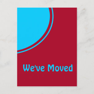 Carte Postale Faire-part Déclaration de déménagement moderne rouge turquois