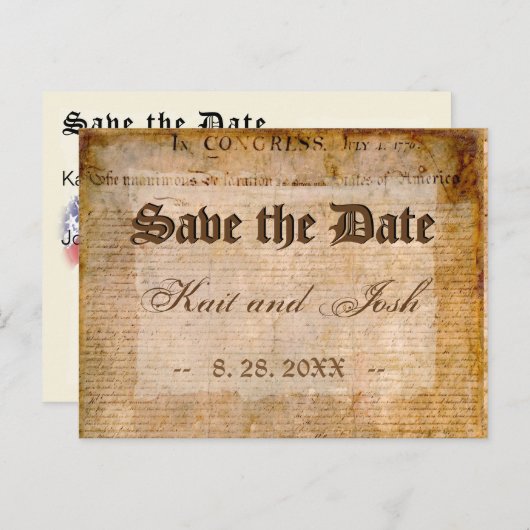 Carte Postale Faire-part Déclaration d'indépendance des États-Unis Parchemi (Devant / Derrière)