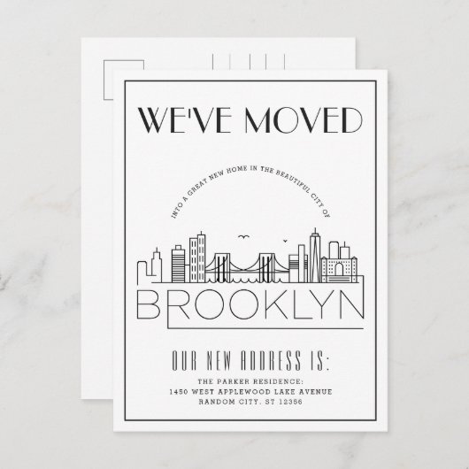 Carte Postale Faire-part  Déco moderne Brooklyn Skyline | Changement d'adre (Devant / Derrière)