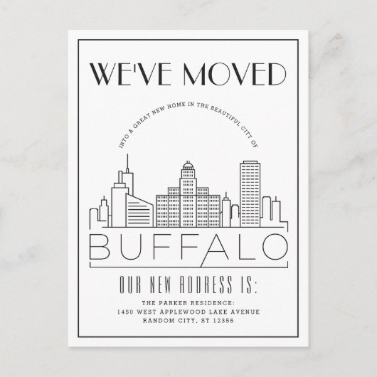 Carte Postale Faire-part Déco moderne de Buffalo Skyline | Changement d'adr (Devant)