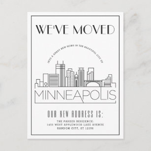 Carte Postale Faire-part Déco moderne de Minneapolis   Changement d'adresse