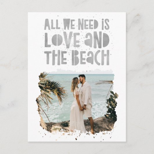 Carte Postale Faire-part Décontracté Beach Destination Mariage Enregistrer  (Devant)