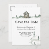 Carte Postale Faire-part Décontracté Rustic Family Cabine Enregistrer la da (Devant / Derrière)