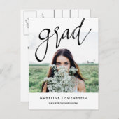 Carte Postale Faire-part Décontracté Simple Grad Typography Diplômée Photo (Devant / Derrière)