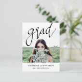 Carte Postale Faire-part Décontracté Simple Grad Typography Diplômée Photo (Debout devant)