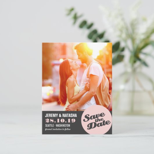 Carte Postale Faire-part Découpe de lumière circulaire moderne Enregistrer (Debout devant)