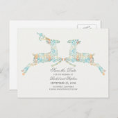 Carte Postale Faire-part Deer Rustic Woodland Enregistrer la date (Devant / Derrière)