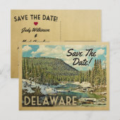 Carte Postale Faire-part Delaware Sauvez La Date Mountain River Neige (Devant / Derrière)