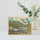 Carte Postale Faire-part Delaware Sauvez La Date Mountain River Neige (Debout devant)