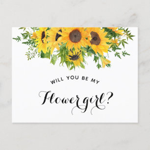 Carte Postale Faire-part Demande de Demoiselle d'Honneur Fleur de Tournesol