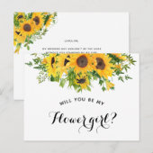 Carte Postale Faire-part Demande de Demoiselle d'Honneur Fleur de Tournesol (Devant / Derrière)