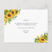 Carte Postale Faire-part Demande de Demoiselle d'Honneur Fleur de Tournesol (Dos)