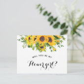 Carte Postale Faire-part Demande de Demoiselle d'Honneur Fleur de Tournesol (Debout devant)