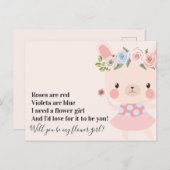 Carte Postale Faire-part Demande de Demoiselle d'Honneur Lapin Mignon pour (Devant / Derrière)