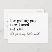 Carte Postale Faire-part Demande de témoin drôle avec typographie (Devant / Derrière)