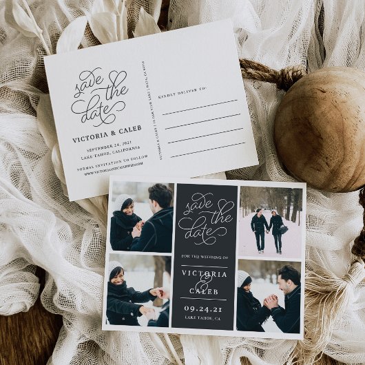 Carte Postale Faire-part Demande Romantique | Collage photo de save the dat