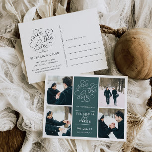 Carte Postale Faire-part Demande Romantique Collage photo de save the dat