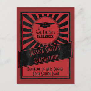Carte Postale Faire-part Démarrage vintage Enregistrer La Date Graduation P