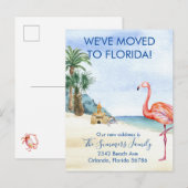 Carte Postale Faire-part Déménagé en Floride Aquarelle Plage Océan Mer (Devant / Derrière)