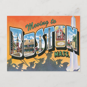 Carte Postale Faire-part Déménagement à Boston MA Vintage Changement d'adre