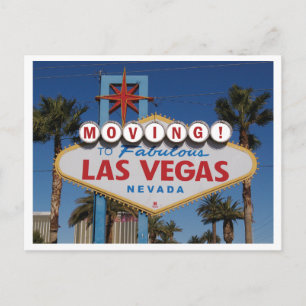 Carte Postale Faire-part Déménagement à Las Vegas avec un panneau classique