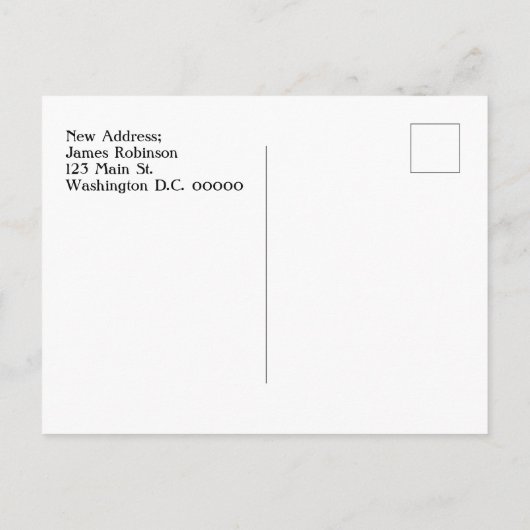 Carte Postale Faire-part Déménagement à Washington DC Changement d'adresse (Dos)