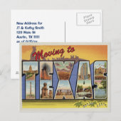 Carte Postale Faire-part Déménagement au Texas Vintage Changement d'adresse (Devant / Derrière)