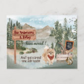 Carte Postale Faire-part Déménagement de chien Poméranie Nouveau lieu en zo (Devant)