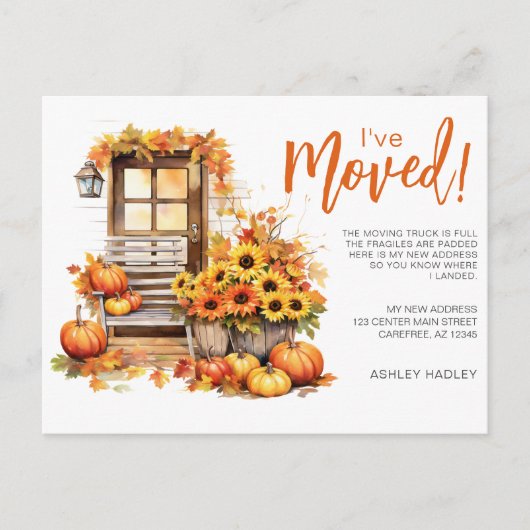 Carte Postale Faire-part Déménagement saison automne (Devant)