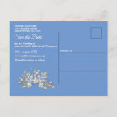 Carte Postale Faire-part Denim avec dentelle de fleurs crème (Dos)