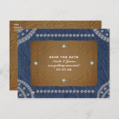 Carte Postale Faire-part Denim & Diamonds Jeans Étiquette Enregistrer la da (Devant / Derrière)