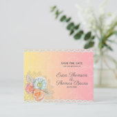 Carte Postale Faire-part Dentelle Blanche Et Fleurs (Debout devant)