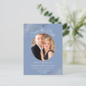 Carte Postale Faire-part Dentelle d'argent Dusty Blue Wedding Enregistrer l (Debout devant)