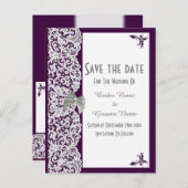 Carte Postale Faire-part Dentelle traditionnelle violette et blanche pour c (Devant / Derrière)